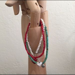 3 Stone/Pearl Bracelets w Sterling Silver Fittings